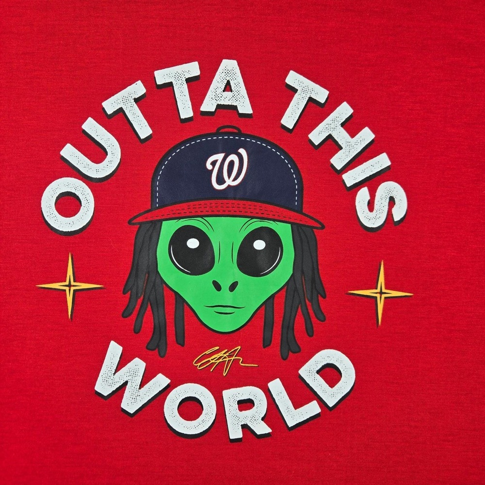 Nationals T Shirt Mens XXL Red Outta This World Alien Graphic Tee